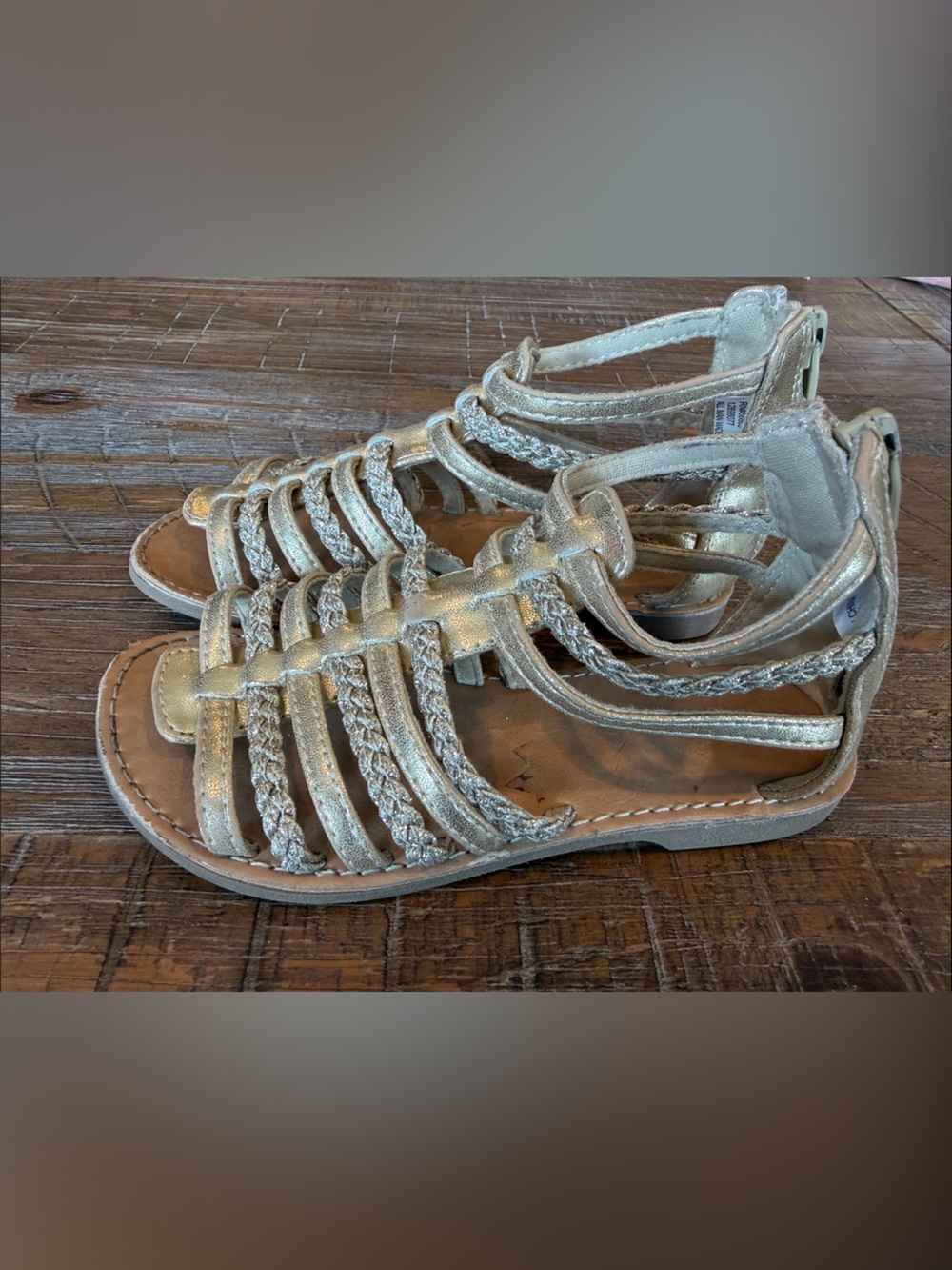 Girls sandals Metallic Gold Braided Gladiator Sandals Harper Canyon